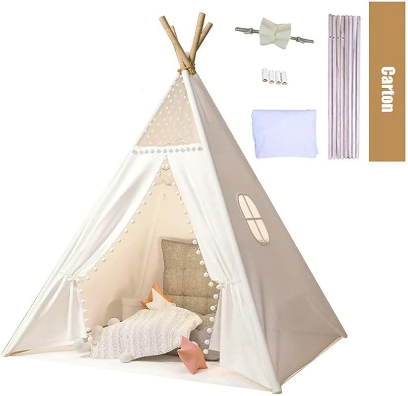 Trafagala Kids Teepee Tent White 160cm CE Certified Childrens Teepee Play Tent Indoor Outdoor Tipi Playhouse Garden Beach Wigwam