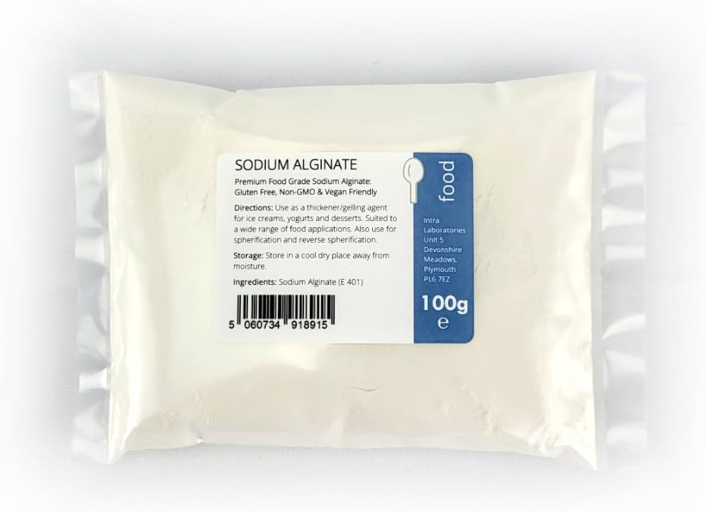 Sodium Alginate 100g - Food Grade Natural Thickener/Gelling Agent - E401