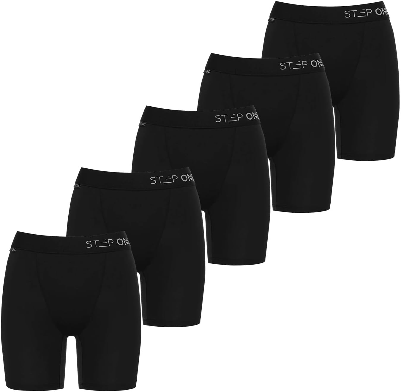 STEP ONE Womens Boxers Underwear Multipack, 5 Pairs, Moisture-Wicking Boxer and Chafe-Reducing Underwear