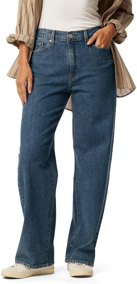 Levi Strauss Signature Gold Women's Heritage Original Wide Leg Jeans Mid Rise Stretch Denim Curvy (Available in Plus)