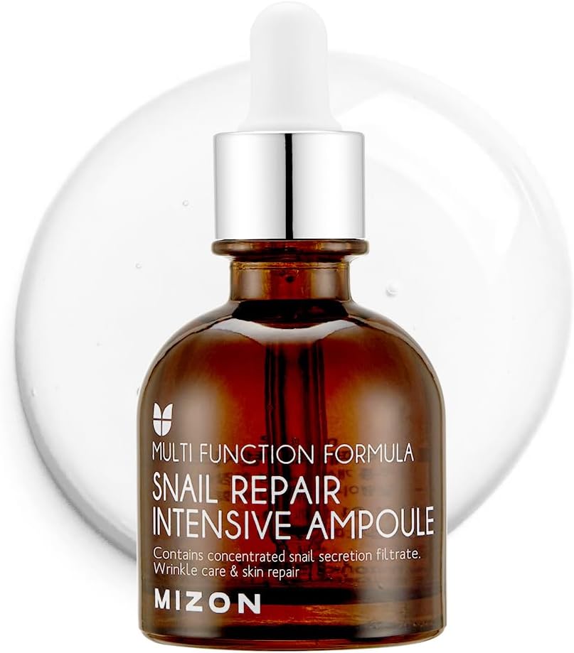 [MIZON] SNAIL REPAIR INTENSIVE AMPOULE (30ml) Korean Skincare - Repair serum with 80% snail mucin extract - Intensive anti-aging treatment - Hydration, Radiance, and Rejuvenation.
