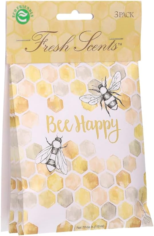 Willowbrook | Fresh Scents Scented Sachet Packet | Bee Happy | Air Freshener Bags for Drawers, Closets, Cars | 3 Pack | Long Lasting Home Fragrance