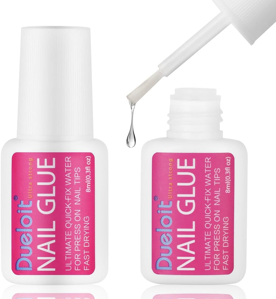 LOPHE Extra Strong Nail Glue, Nail Glue with Brush for Nail Repair, Long Lasting Nail Tip Adhesive Bond Glue, Professional False Nail Adhesive Glue for Salon & Home Use