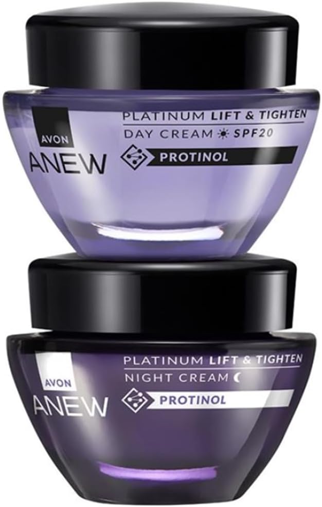 Avon Anew Platinum Day and Night Duo With Protinol™ Technology includes Platinum Lift & Tighten Day Cream SPF20 and Platinum Lift & Tighten Night Cream