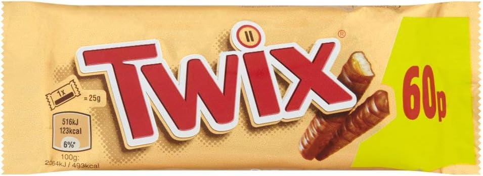 Twix Chocolate Biscuit Twin Bars - Pack of 32 x 50G