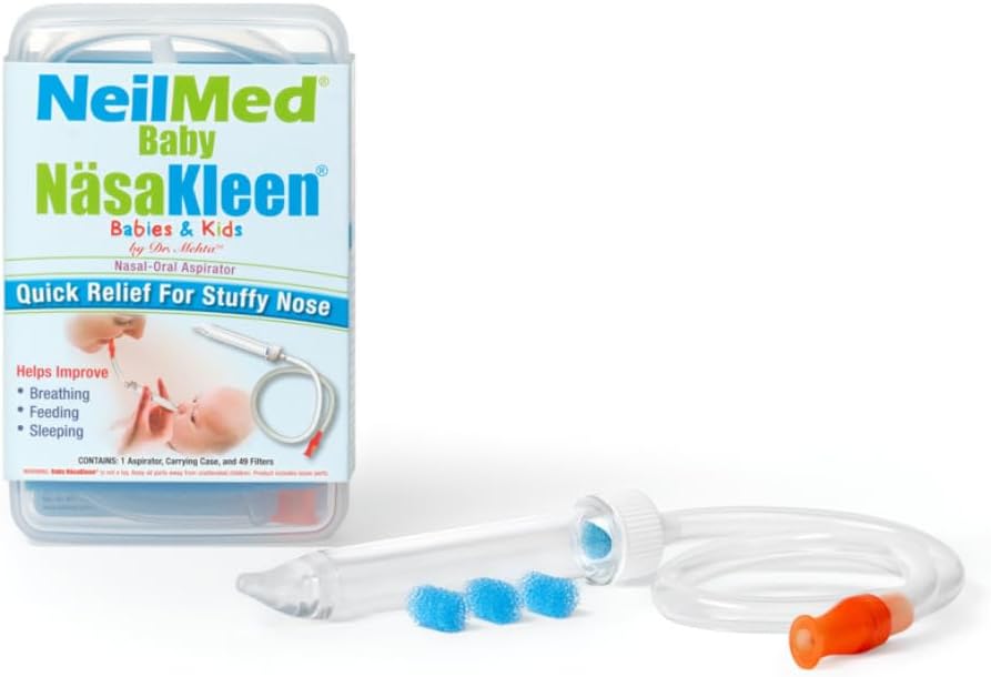 NeilMed Baby NasaKleen Nasal-Oral Aspirator with 49 Hygiene Filters and a Convenient Storage Travel Case