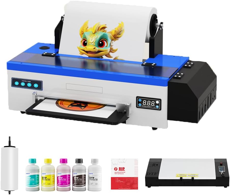 PUNEHOD L1800 DTF Printer A3 with Roll Feeder, DTF Printing Machine with White Ink Circulation System, T Shirt Printing Machine VS DTG Printer