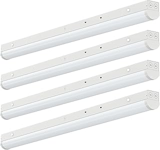 4FT LED Linear Strip Light, Super Bright LED Shop Lights 30W 40W 50W 60W 70W Selectable/100V-277V 6CCT 3000K-6500K, Flush Mount 0-10V Dimmable Commercial Garage Indoor Ceiling Light, ETL DLC(4 Pack)