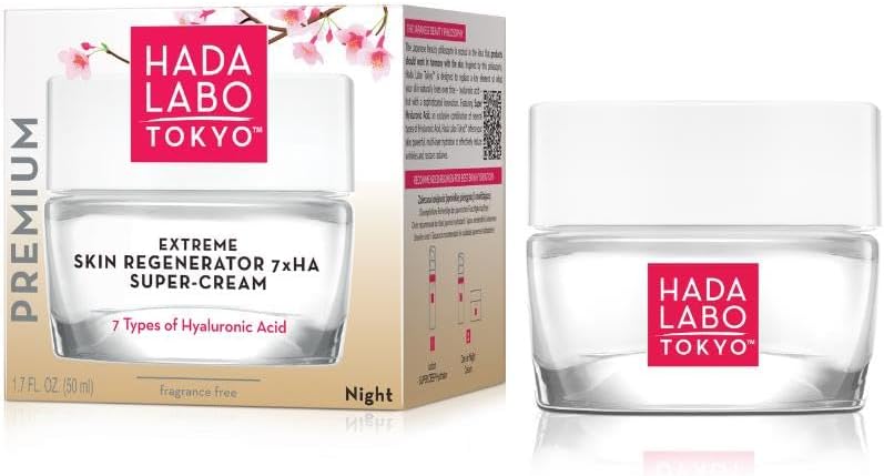 Hada Labo Tokyo - Premium Extreme Skin Regenerator Super Cream, Night Cream with 7 types of Hyaluronic Acid, for Age 40+, 50 ml Jar (Pack of 1)