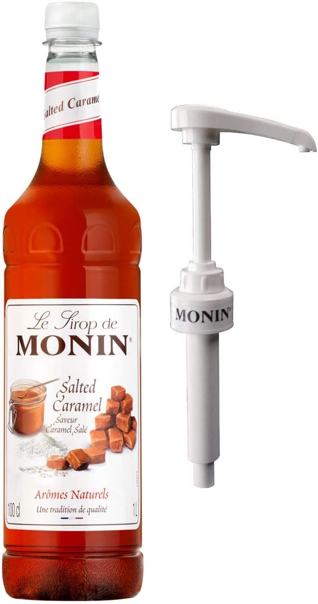 Monin Premium Coffee Syrup 1 Litre Salted Caramel & Pump