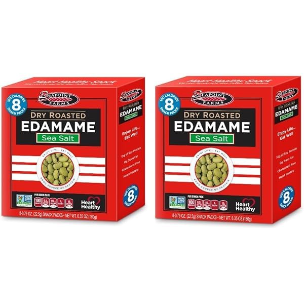 Seapoint Farms Edamame Dry Roasted Lightly Salted, 8-0.79 oz Snack Packs (6.35 oz Net Wt.) - Pack of 2
