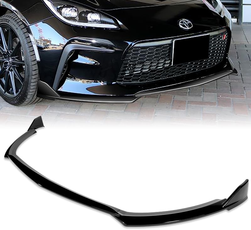 3 Pieces ABS ST-Style Front Bumper Lip Spoiler Splitter Side Body Kit Trim Protection Compatible with 2022-2024 Toyota GR86 2023 (Painted Black)