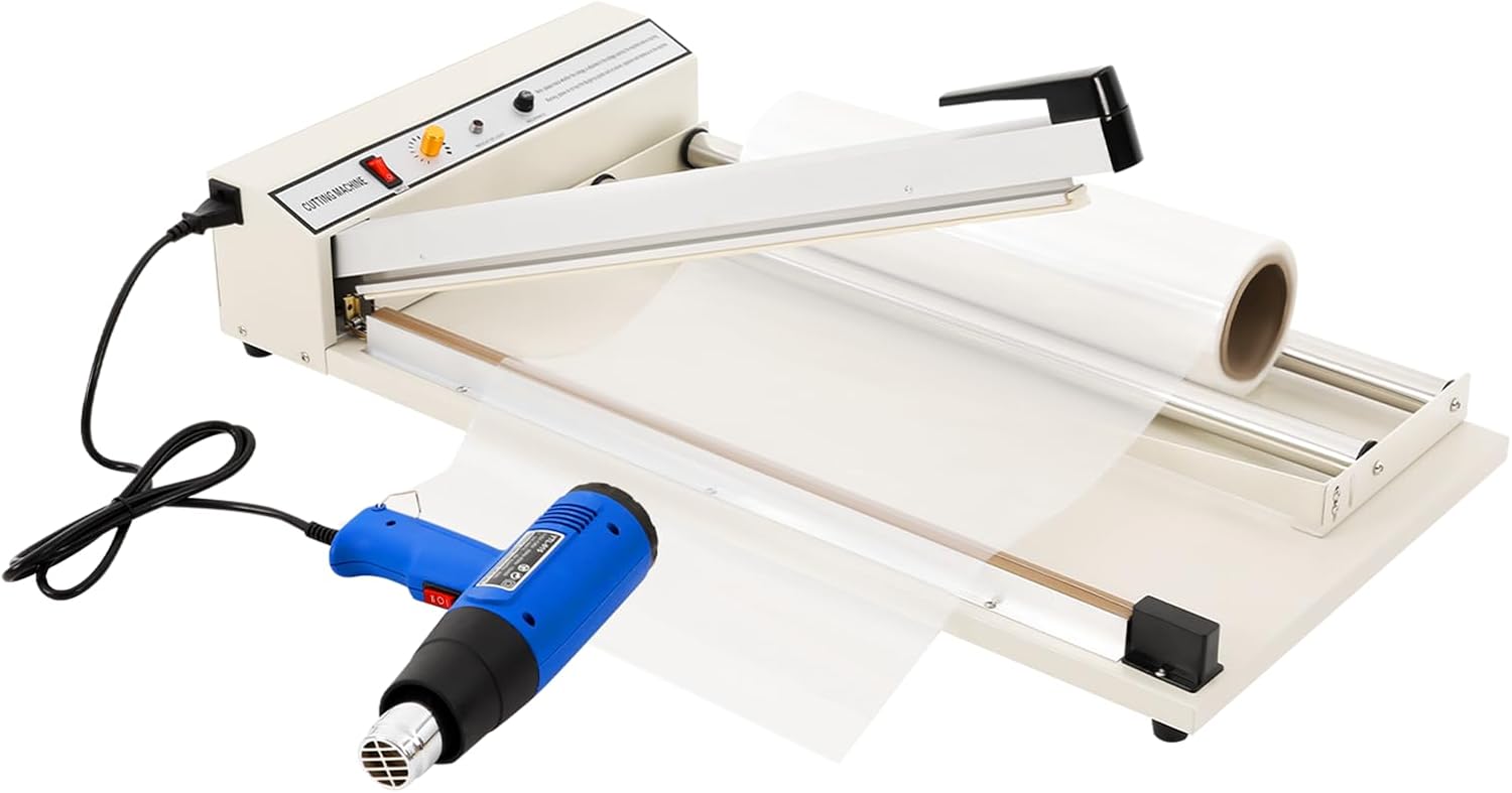 24'' Shrink Wrap Machine, 530W Heat Sealer Machine Packaging Sealing Machine with 1500W Heat Gun, Temperature Adjustable Wrap Bag Sealers