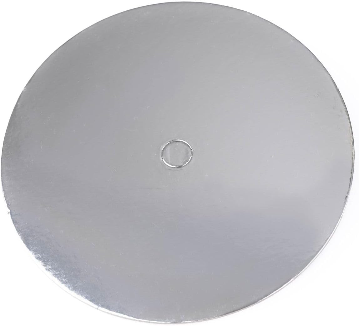 LOYAL Cake Board Perforated Round Silver 20cm Pack of 10 Round Cardboard Cake Bases for Multi-Tier Cakes, Birthdays and Weddings - 20 cm
