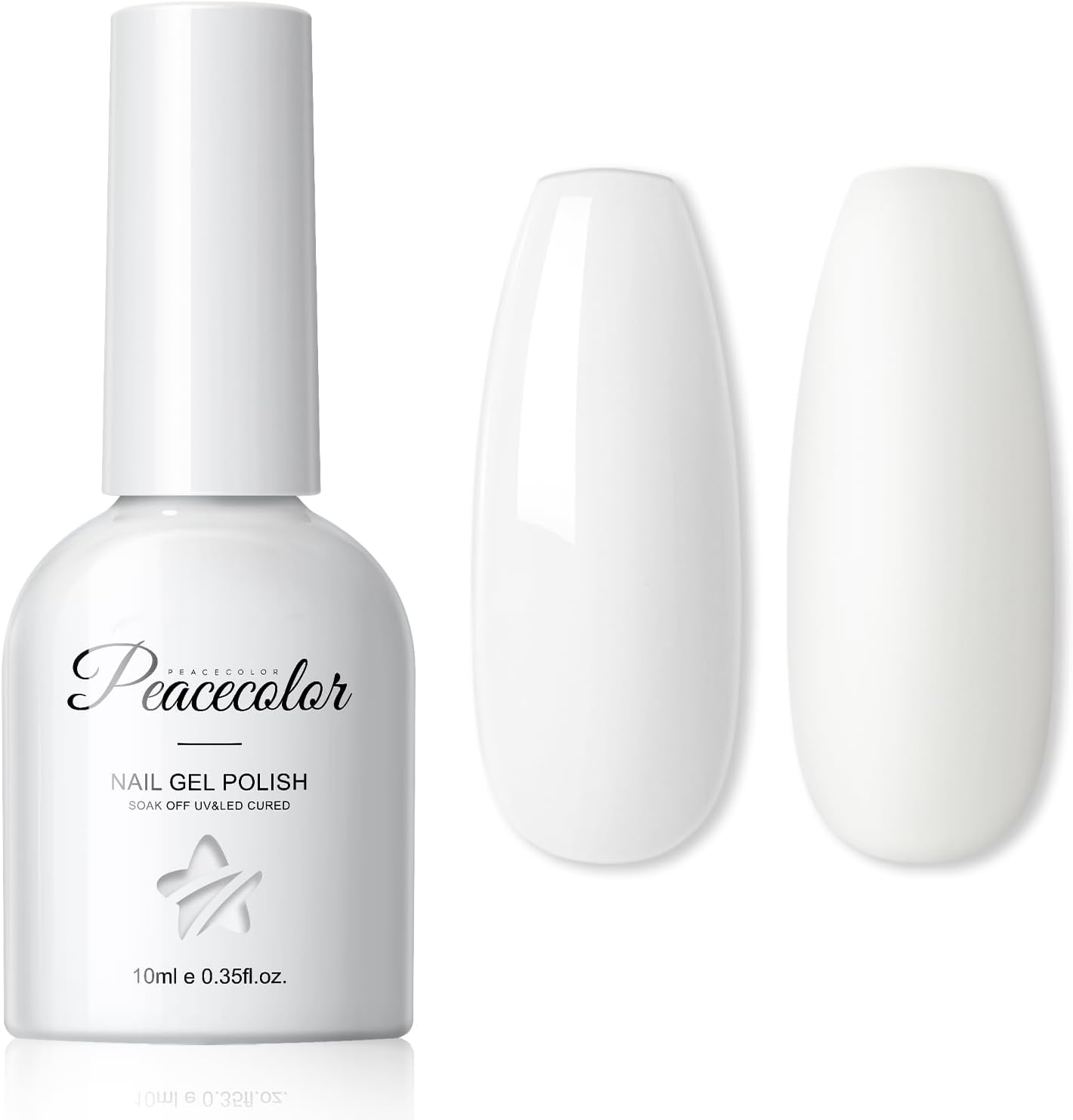 PEACECOLOR Gel Nail Polish - 10ML High Glossy White Colour Soak Off U V/LED Long Lasting & Easy to Apply Gel Polish Professional Salon-Grade and DIY Nail Art for Home