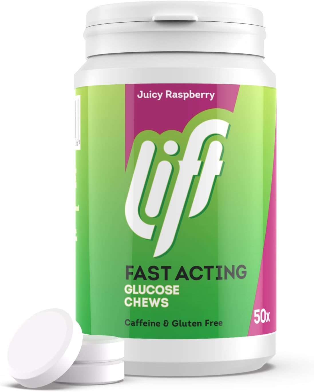 Lift Fast-Acting Glucose Chewable Energy Tablets, Raspberry, 6 Pack of 50-Tablet Tubs