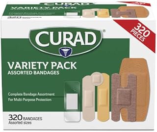 Curad Bulk Variety Pack Assorted Bandages, Flex-Fabric, Waterproof, Plastic, Knuckle, Heavy Duty Bandages (320 Count)