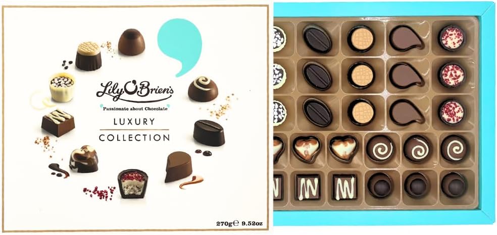Lily O'Brien's Luxury Collection - 27 Assorted Chocolates from 9 Original Recipes - Large Box - Gift, Present or Sharing Box, Celebration, Congratulation, Birthday, Thank you Teacher