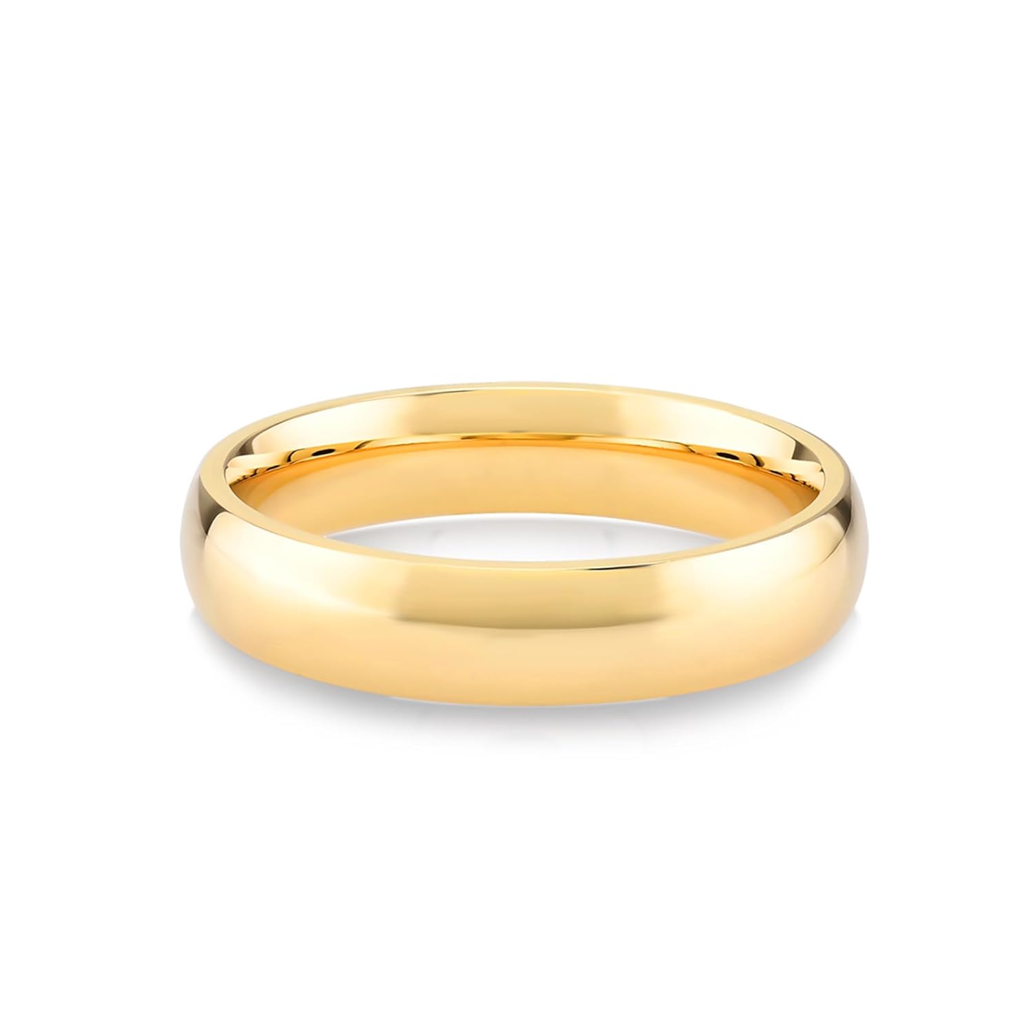 14k 18k Gold 4 MM Wedding Band, Classic 4mm Dome Band Ring, Plain Gold Band Ring, Curve His Her Matching Wedding Bands, Custom Inside Engrave Name Date, Comfort Fit Bands Men Women