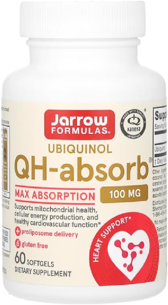 Jarrow Formulas - Ubiquinol QH-Absorb | 100 mg for Cellular Energy and Heart Health - 60 softgels