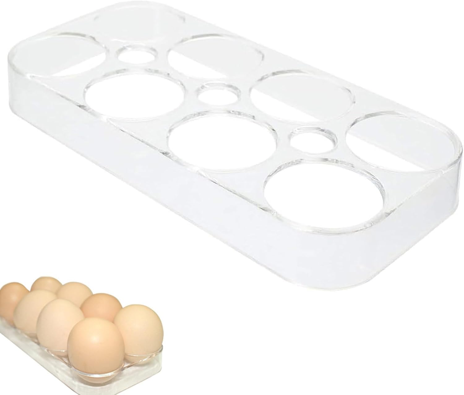 Refrigerator Egg Tray Durable Plastic Egg Holder Boxes 8 Eggs Rack Shelf Holder for Kitchen Refrigerator Countertop