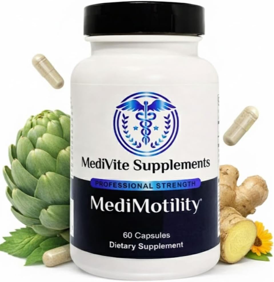 MediMotility 60ct – Physician-Approved Supplement for Healthy Gut Motility & Digestive Function – with Ginger Root & Artichoke Extract – GI & Bloating Support for Men & Women