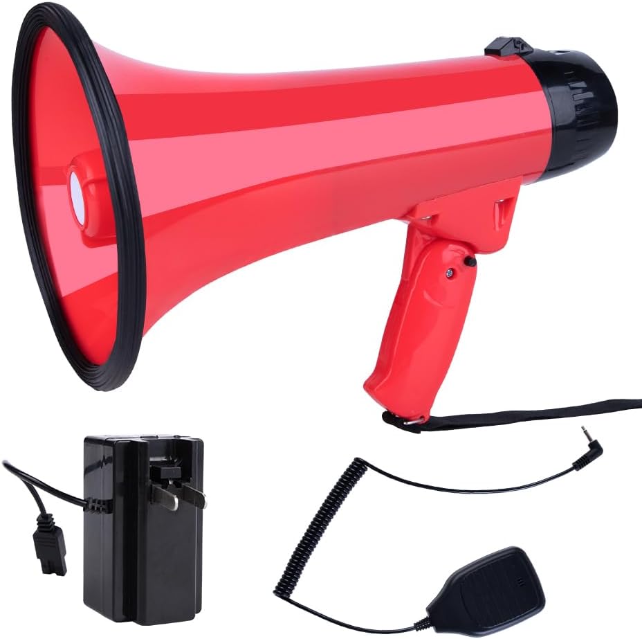 MyMealivos Megaphone Speaker,Bullhorn-Built-in Siren 40 Watt & 1000 Yards Range,Loud speaker with Adjustable Vol Control,Ideal for Football, Soccer, Baseball, Hockey, Basketball