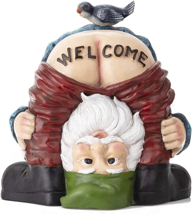 Welcome Garden Gnomes Ornaments-Garden Gnome Statue,Funny Waterproof Resin Dwarf Craft for Lawn Ornaments, Indoor or Outdoor Decorations