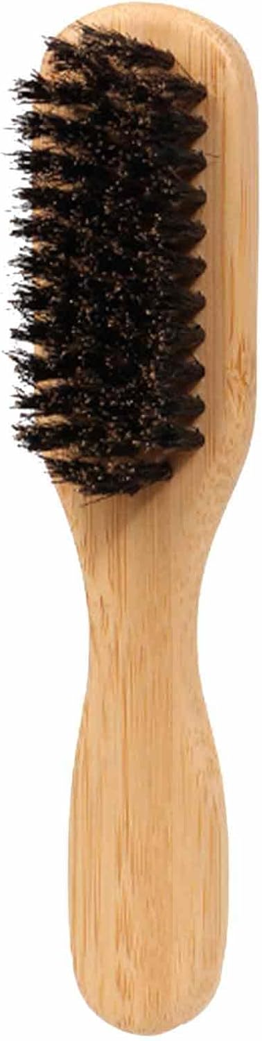 Boar Bristles Beard Brush – Travel Mustache Grooming Comb, Pocket-Size Hair Tool | Natural Bristle Beard Brush, Detangling and Smoothing Comb for Daily Beard Care Kit, Barbershop Accessory