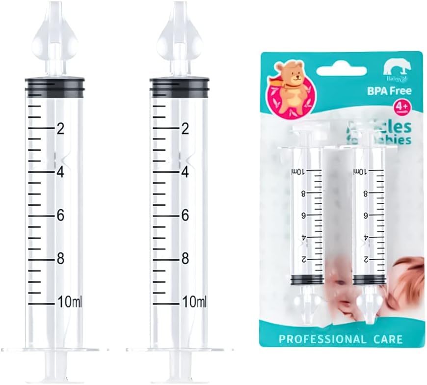 Nasal Aspirator, Baby Nasal Aspirator, Baby Nasal Irrigator, 10ml Nasal Irrigator, with Cleanable & Reusable Silicone Nasal Suction Tip, 2Pcs