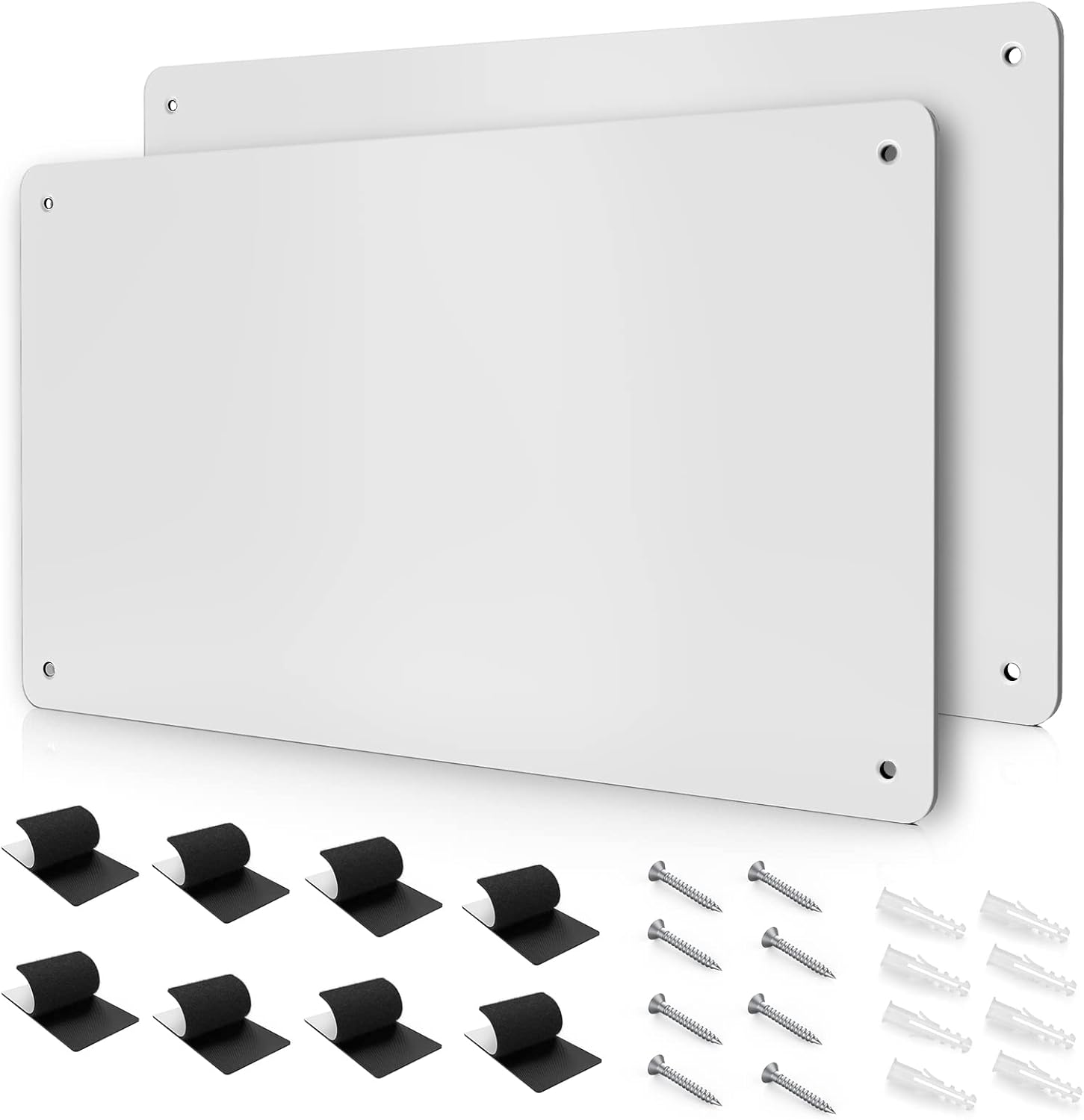 17.7" x 11.8" 2 Pack White Metal Magnetic Board - Magnet Bulletin Board to Display Magnetic Letters Numbers Animal, Poetry, Spice Jars, Notes, Photos, Suitable for Wall, Refrigerator, Cubicle