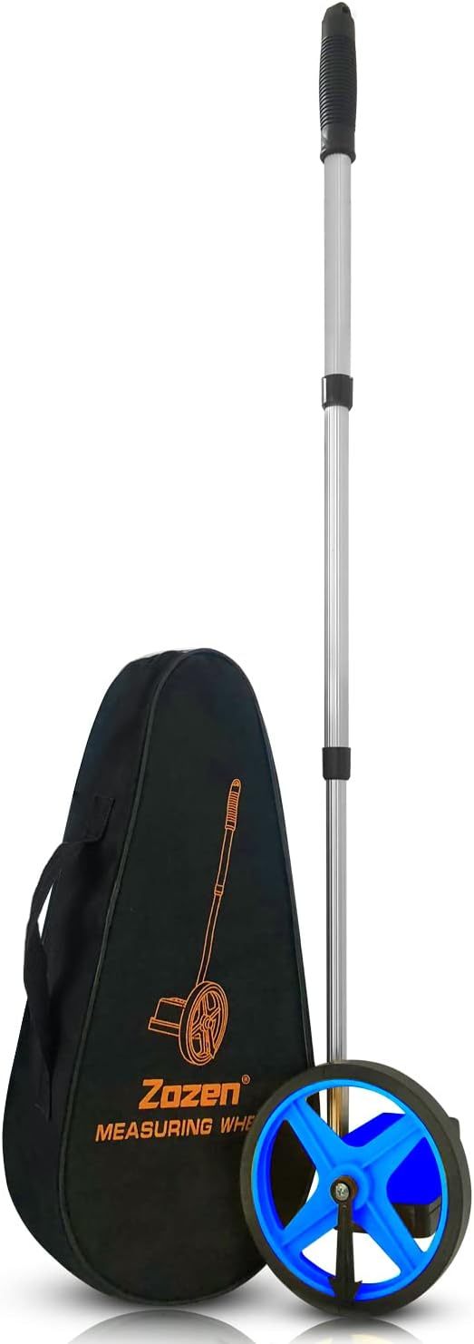 Zozen Measuring Wheel, Blue 6Inch Measure Wheel, Distance Measuring in Feet, Rolling Measurement [Up To 10,000Ft], Telescopic/Mechanical/One Key to Reset, Include Carrying Bag.