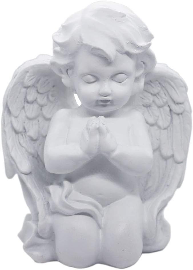 YANGMEI Kneeling Praying Cherub Statue Angel Statue Figurine Indoor Outdoor Home Garden Decoration Wings Angel Statue Sculpture Memorial Statue WHITE