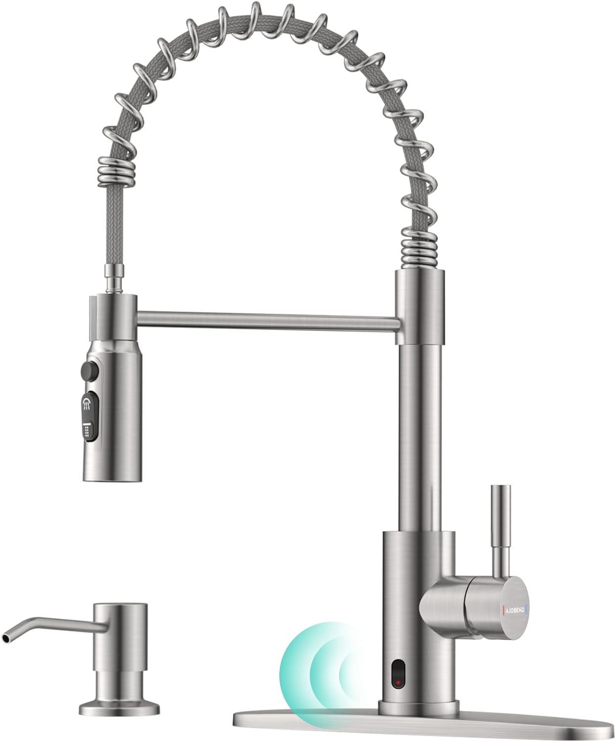 Touchless Spring Kitchen Sink Faucet with Pull Down Sprayer, Motion Sensor Touch on Faucets for Kitchen Sink, 360° Swivel Spout, Stainless Steel