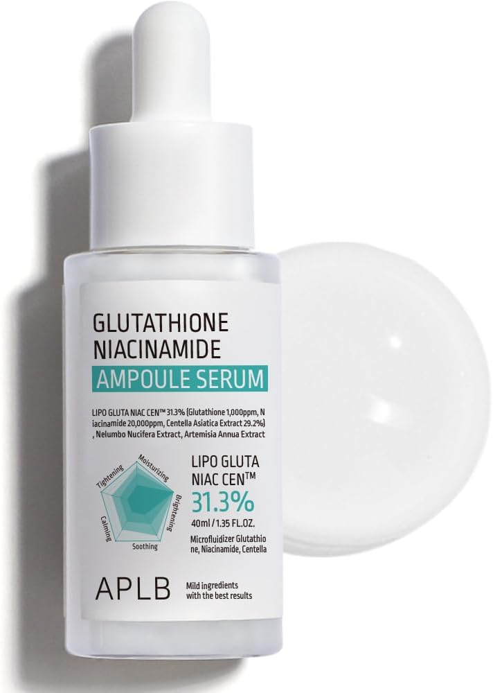 APLB Glutathione & Niacinamide Ampoule Serum | LIPO GLUTA NIAC CEN 31.3% 1.35 FL.OZ/Korean Skincare, Lasting Hydration, Improves Skin Elasticity, Revitalizes to Soften and