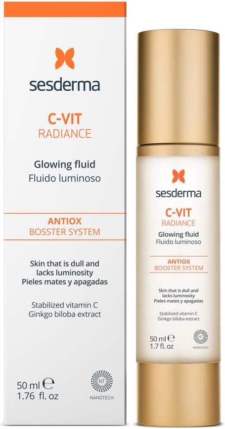 Sesderma C-Vit Radiance Glowing Fluid 50ml - Daily Vitamin C Serum for Face - Anti-Wrinkle & Radiance Uplift - Ideal for Combination Skin with Nanotech Technology