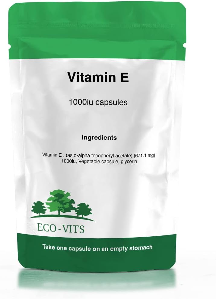 Natural Vitamin E 1000IU High Strength 60 Vegetarian Capsules High Absorption, Antioxidant Support, Immune System Health, Skin & Hair, Heart & Eye Health