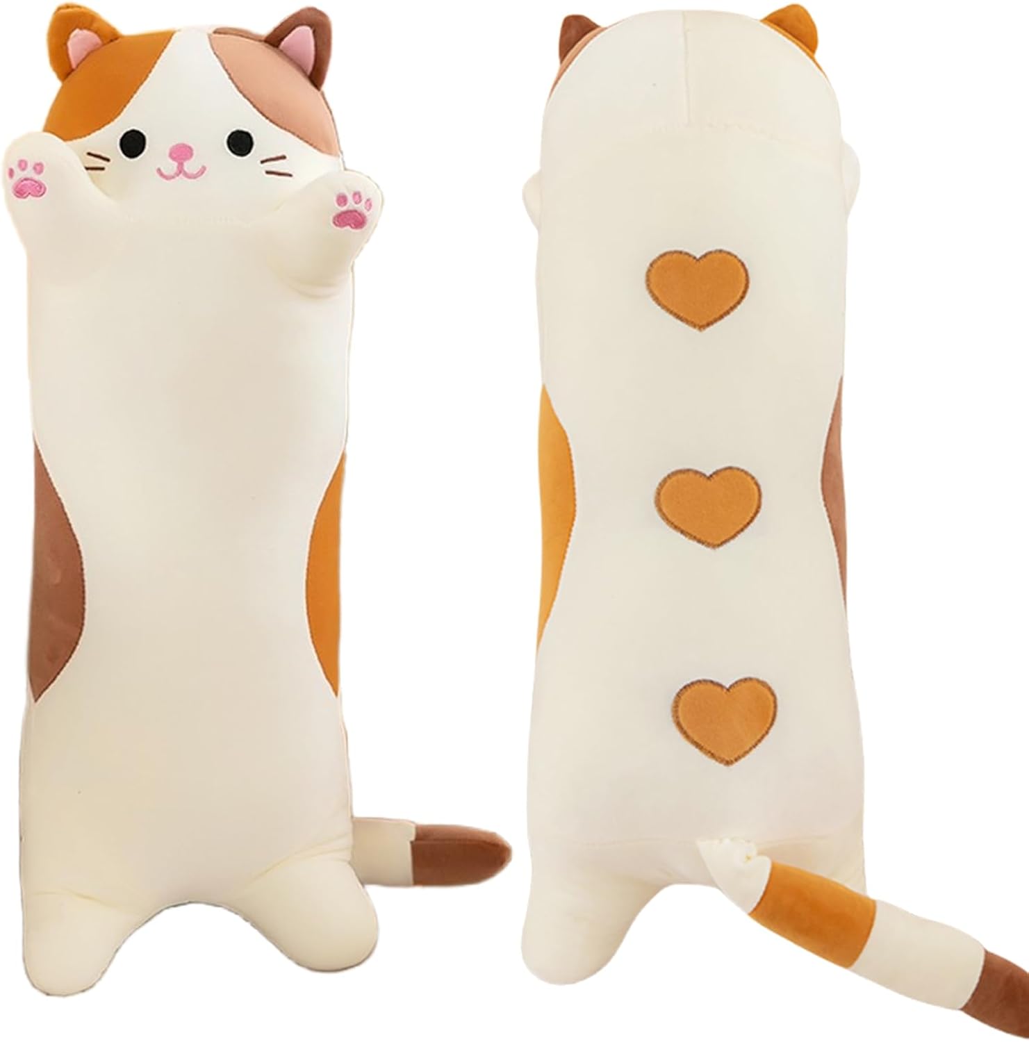 AMOZO Long Cat Plush Pillows, Cute Cat Stuffed Animal Kitten Soft Huggable Cat Plush Toys Pillow for Kids and Adults, 1pcs, 70cm/ New Beige