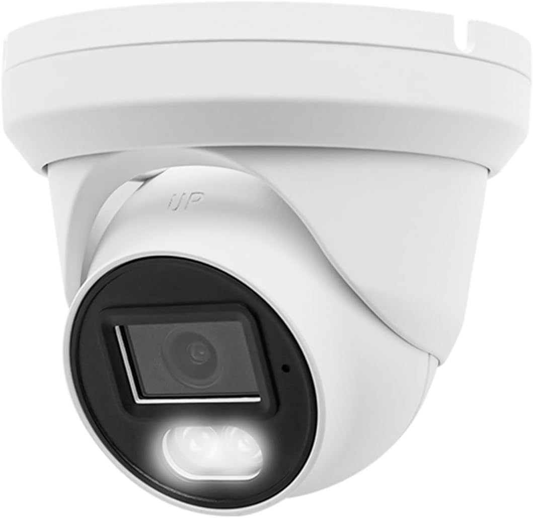 Hikvision/Uniview Compatible 4MP Full Color Night Vision PoE IP Turret Dome Camera, 2.8mm Wide Angle, H.265, Compatible with Hikvision Uniview NVR, NDAA Compliant