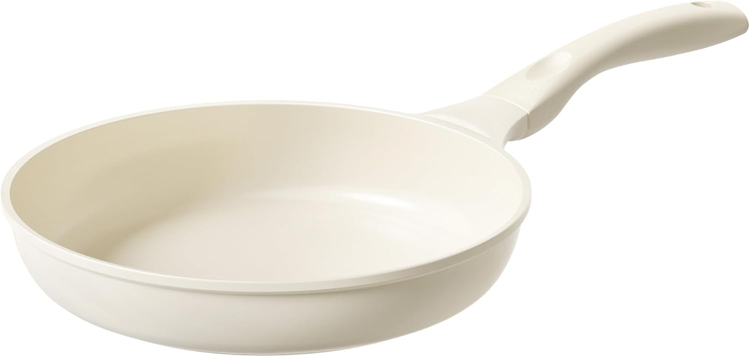 Redchef Ceramic Pan Nonstick, Nonstick Frying Pan, Large Fry Pans, PFAS & PFOA-Free, Non-Toxic, Induction Compatible Pans, Ergonomic Handles, Suitable for All Stove, Beige White, 11"