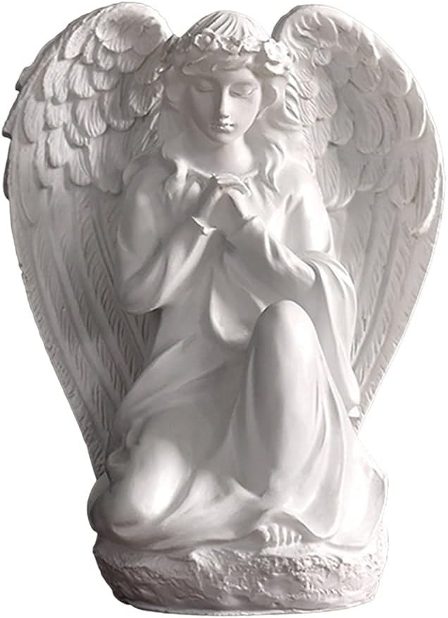 Guardian Angel Statue, Resin White Praying Angel Sculpture for Shelf Table Living Room Bedroom Decor Figurine Religious Spiritua Memorial Gift