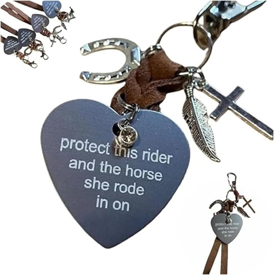 Protect This Rider And The Horse She Rode In On-Saddle Charm, Saddle Heart Charm, Equestrian Riding Gift,Horse Lovers Gifts (She)