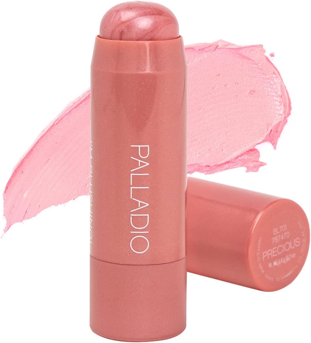 Palladio I'm Blushing 2-in-1 Cheek and Lip Tint, Buildable Lightweight Cream Blush, Sheer Multi Stick Hydrating formula, All day wear, Easy Application, Shimmery, Blends Perfectly onto Skin, Precious