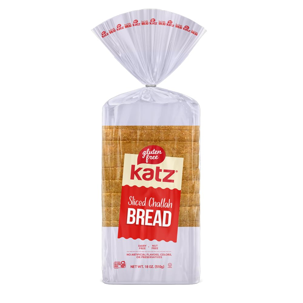 Katz Gluten Free Sliced Challah Bread | Dairy Free, Nut Free, Gluten Free | Kosher (1 Pack of 1 Sliced Loaf, 18 Ounce)