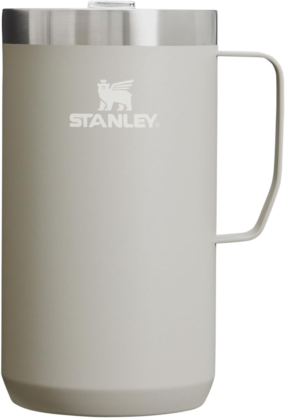 Stanley Stay-Hot Camp Mug 24 oz | Press Fit Drink Through Lid | Cup for Coffee, Tea and Drinks | Insulated Stainless Steel Coffee Mug | BPA-Free | Ash 2.0