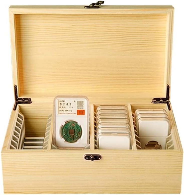 Wooden Storage Display Box Container Collections Case Fit 40PCS Graded Coin Slab PCGS NGC Slab Holder For Coin Collection And Supplies