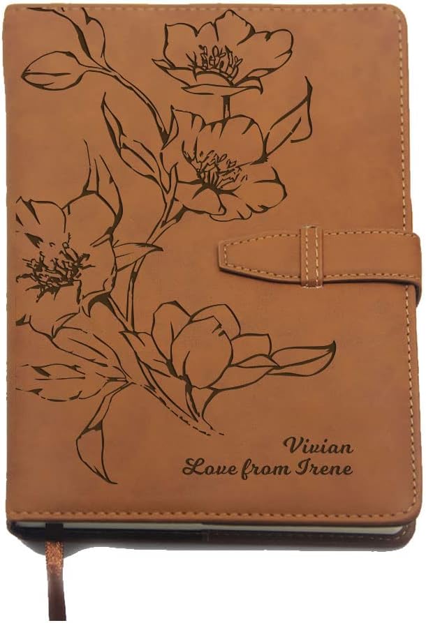 howson london Personalised Journal Notebook Diary 2025 A5 Leather Journals for Women Men Children Personalised Mothers Day Gifts for Mum Her Custom Journal Diary Notebooks Gift for Christmas (Brown)