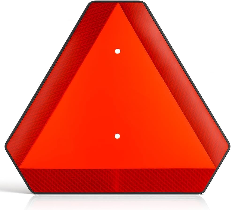 Slow Moving Vehicle Safety Sign,Slow Moving Vehicle Triangle Sign,Plastic 14"x16" Engineering Grade Reflective for Golf Cart (Plastic)