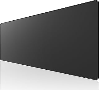 KTRIO Large Gaming Mouse Pad with Superior Micro-Weave Cloth, Extended Desk Mousepad with Stitched Edges, Non-Slip Base, Water Resist Keyboard Pad for Gamer, Office & Home, 35.4 x 15.7 in, Black
