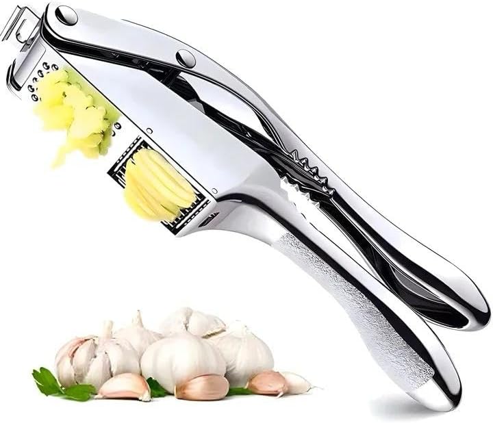 Premium Stainless Steel Garlic Press 2 in 1, Ginger press and Walnut Crusher Set, Mince and Peel Garlic – Essential Kitchen Tool for Home Cooks and Chefs.